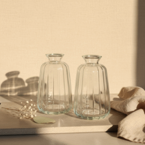 soliflore en verre rayé